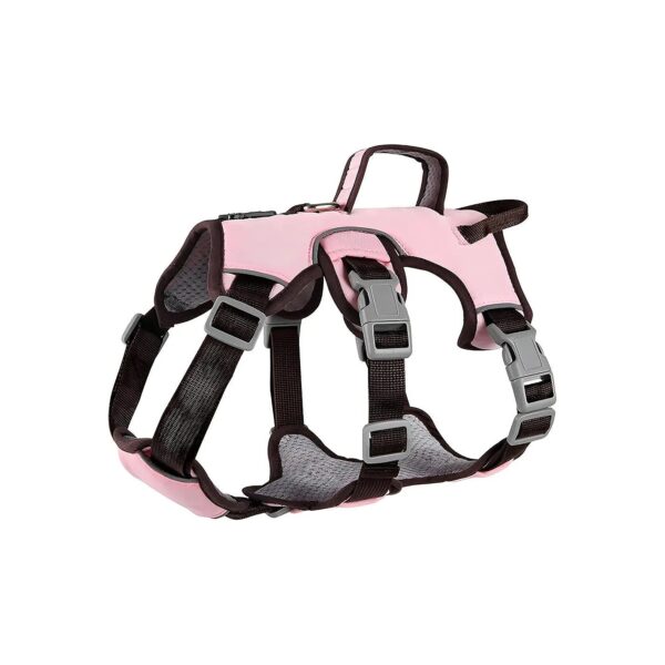 Reflective Pink Dog Harness with Lift Handle and Leash Clip for Small to Medium Pink Dogs