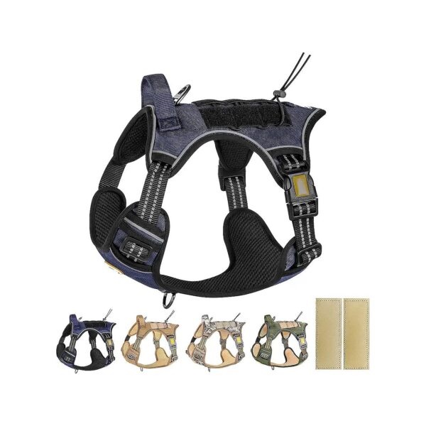 Reflective Tactical Blue Dog Harness with Handle for Small Medium Large Dogs