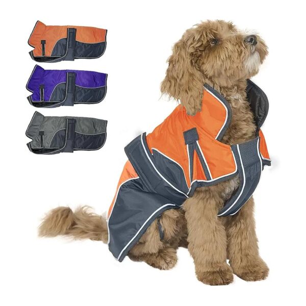 Reflective Waterproof Dog Parka with Heavy Weight and Adjustable Neck Size 20 Inches