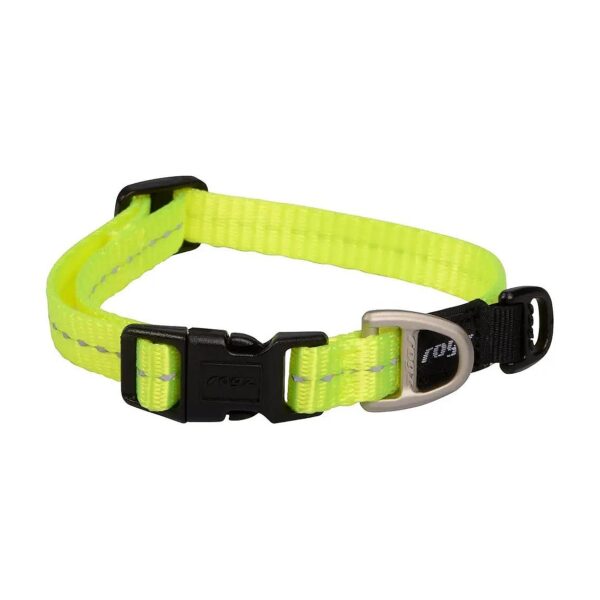 Reflective Yellow Dog Collar for Small Breeds Adjustable 8-13 inches