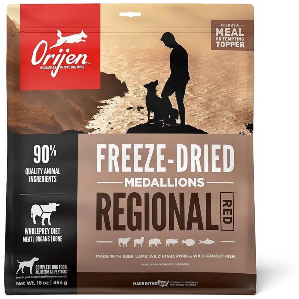 Regional Red Freeze Dried Dog Food Medallions for High Protein Diets