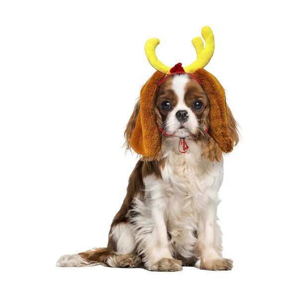 Reindeer Antler Headband with Removable Fur Ears for Dogs' Halloween Party Favors