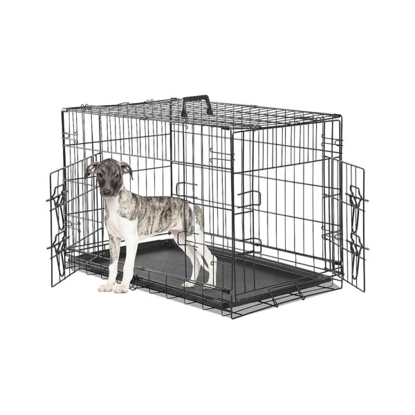 Reliable Metal Dog Crate with Divider Panel and Plastic Absorbent Tray for Easy Cleaning