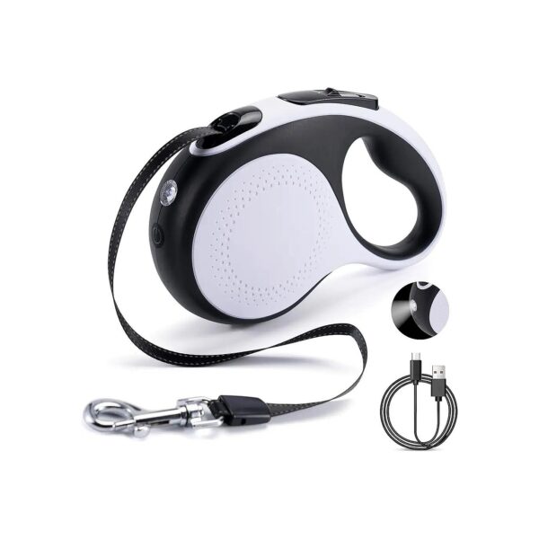 Retractable Dog Leash with Rechargeable LED Light for Night Walks