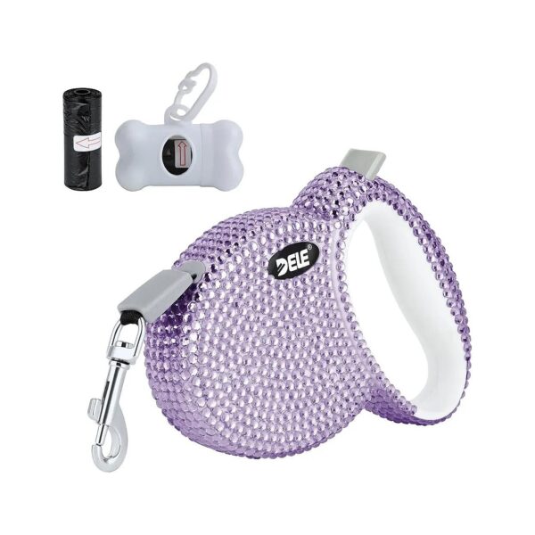 Retractable Dog Walking Leash, Anti-Slip Handle, 10ft Purple Nylon Tape, Tangle-Free