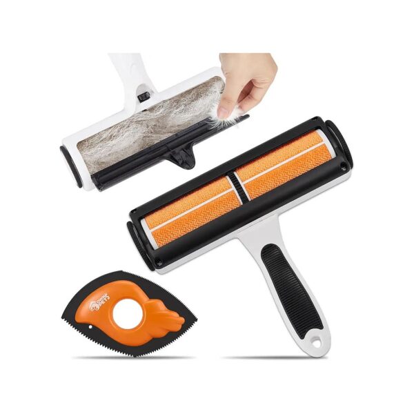 Reusable Pet Hair Remover Roller for Cats and Dogs with Self-Cleaning Base