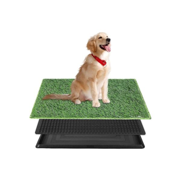 Reusable and Slip-Resistant Dog Litter Box with Artificial Grass for Potty Training