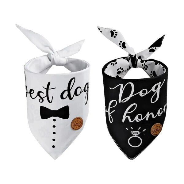 Reversible Large Dog Bandanas for Wedding and Engagement