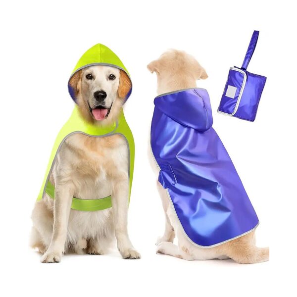 Reversible Waterproof Dog Raincoat with Adjustable Hood for XX-Large Dogs