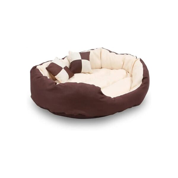 Rich Durable Oval Pet Bed with Removable Cushion and Pillow Toys