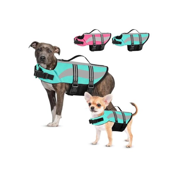 Ripstop Dog Swimming Vest with High Flotation for Small Medium Large Breeds in Blue Color