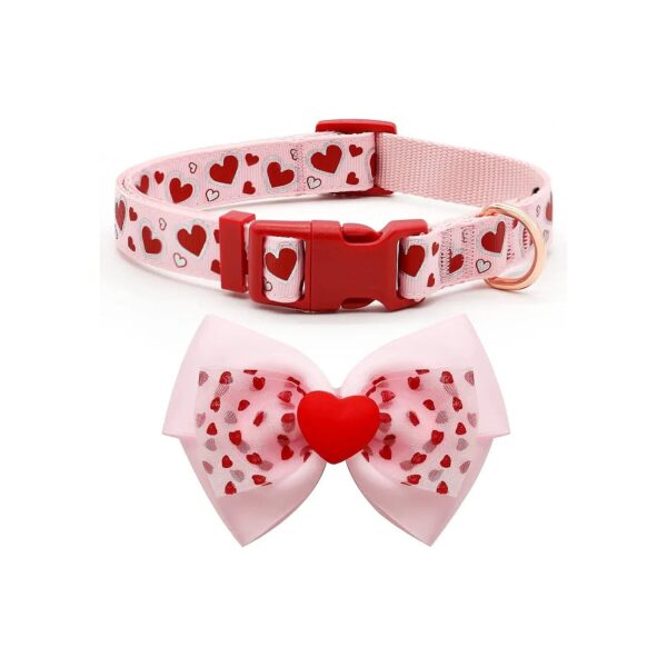 Romantic Valentine's Day Gift for Medium Dogs - Red Heart Pattern Dog Collar