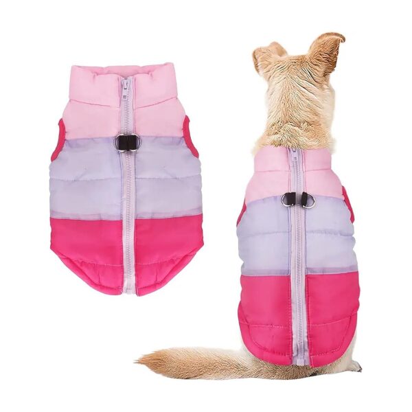 Rose Red Patchwork Padded Puppy Coat Vest for Small Dogs and Cats