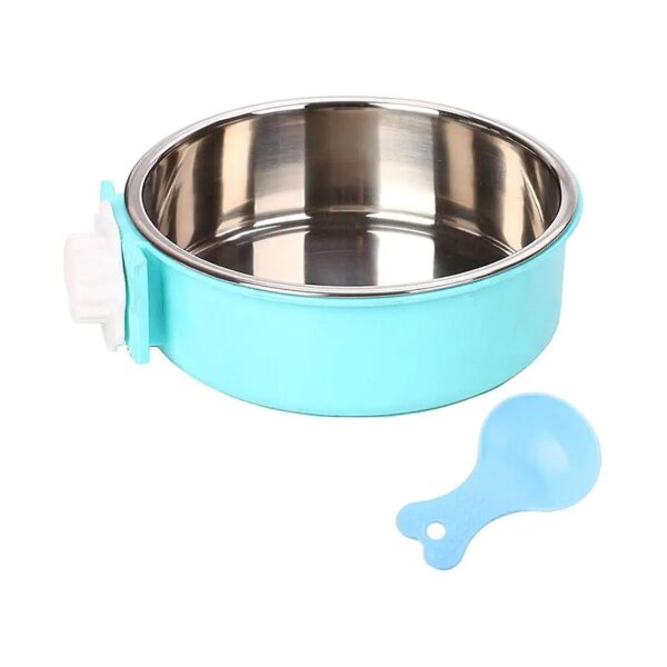 Round Blue Stainless Steel Dog Food and Water Bowl for Small Pets