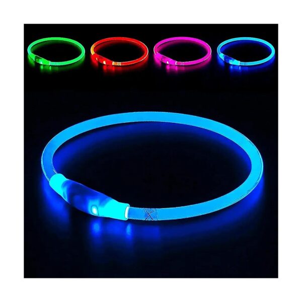 Royal Blue LED Glowing Collar for Small Medium Large Dogs Night Safety and Protection