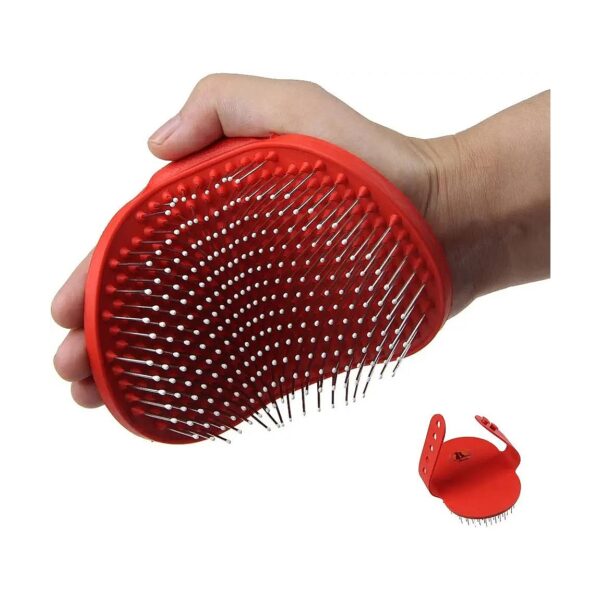 Rubber Brush with Stainless Steel Pins and Adjustable Handle for Pet Grooming