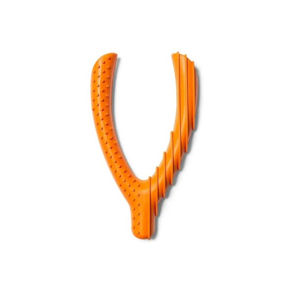 Rubber Wishbone Toy for Medium or Large Dog Teething Relief - Bright Orange