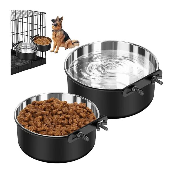 Rust-Resistant Dog Crate Water Bowls with No Spill Feature - 2 Pack