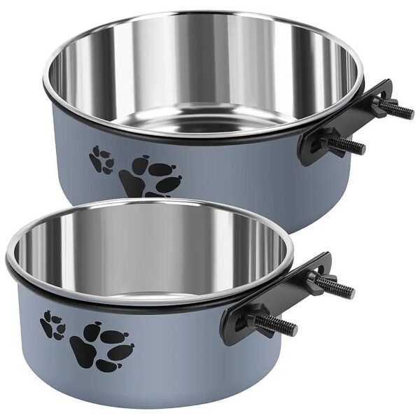 Safe Portable Removable Dog Kennel Food and Water Bowls for Small Medium Size Pets