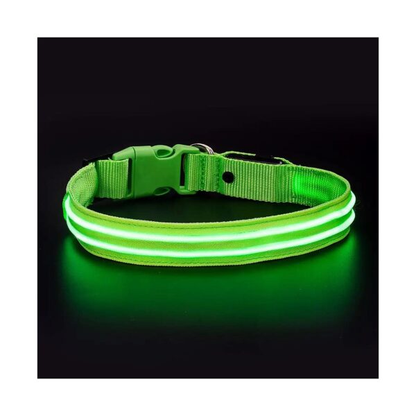 Safe and Comfortable Adjustable Soft Mesh LED Glow Dog Collar for Large Dogs Green