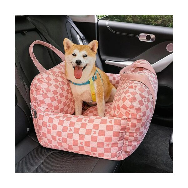 Safe and Cozy Travel Dog Car Seat with Buckles and Hooks for Small Pets Under 30lbs