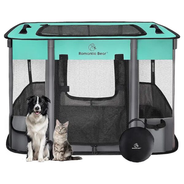 Safe and Spacious Pet Playpen for Small Dogs and Cats with Four-Legged Stabilizers