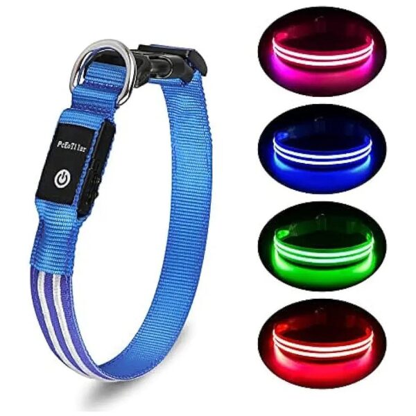 Safety-First LED Dog Collar with Long-Lasting Flashing Light for Large Medium Small Dogs