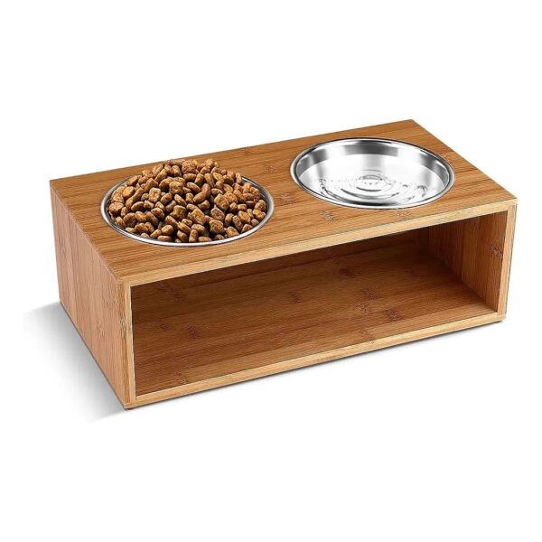 Sanitary and Rustproof Dog Bowl Stand with Dishwasher Safe Bowls