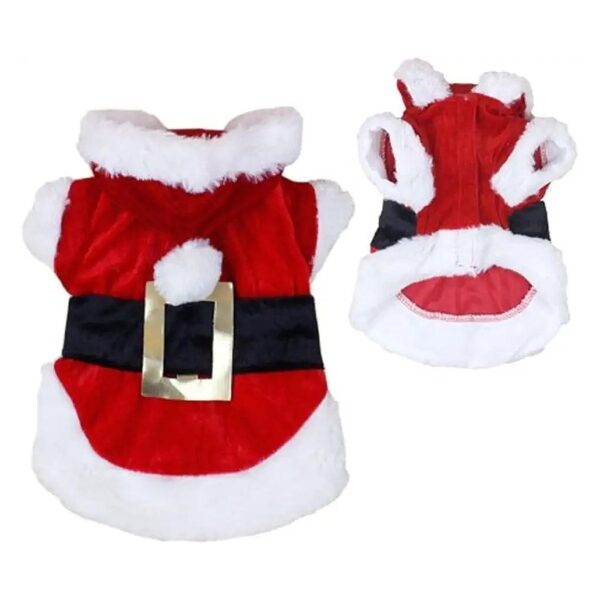 Santa Claus Christmas Dog Costume Cotton Hoodie Coat for Small Breed Dogs Winter Clothing