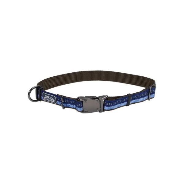 Sapphire Reflective Adjustable Dog Collar for Outdoor Explorations with Secure Buckle