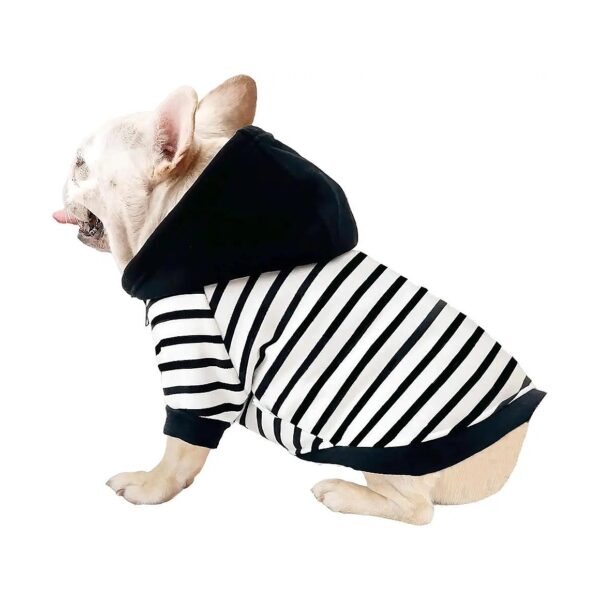 Sartorial French Bulldog Hoodie for Medium Size Dogs with Striped Design