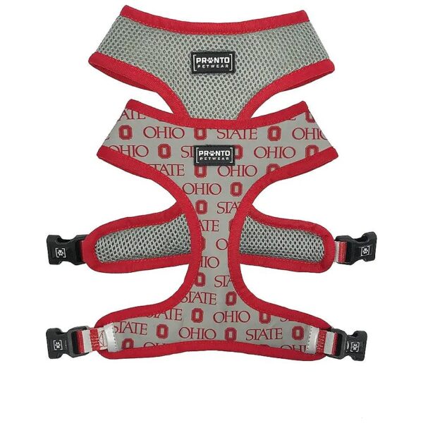 Scarlet Gray Reversible Pet Harness with Mesh Interior and Reflective Strips