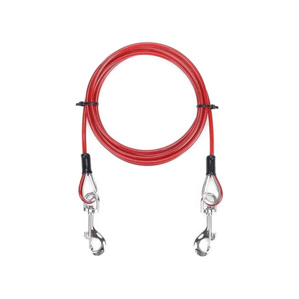 Sceptre Red 15 Foot Dog Tie Out Cable with Galvanized Steel Wire Rope and PVC Coating