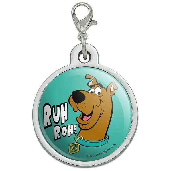 Scooby-Doo Ruh Roh Metal Pet Tag for Dogs and Cats with Chrome Finish