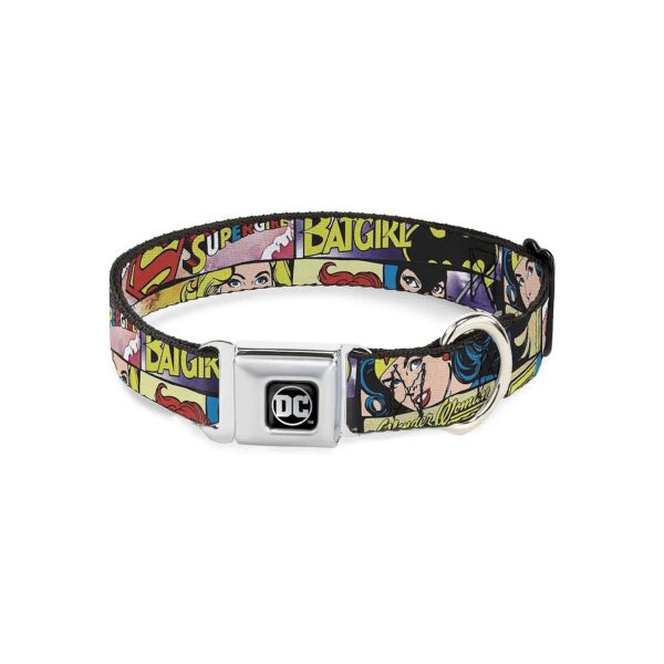 Seatbelt Buckle Dog Collar for Large Breeds, Superheroines, Adjustable Neck