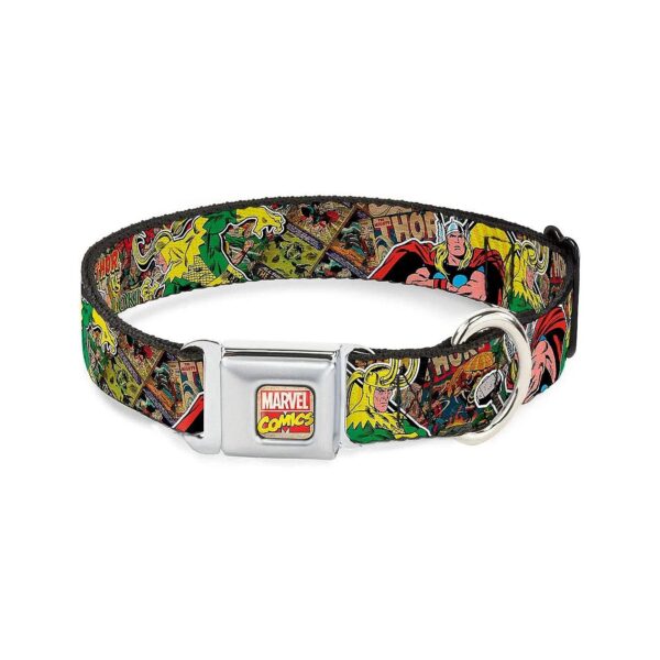 Seatbelt Buckle Dog Collar with Thor and Loki Poses for Small Dogs