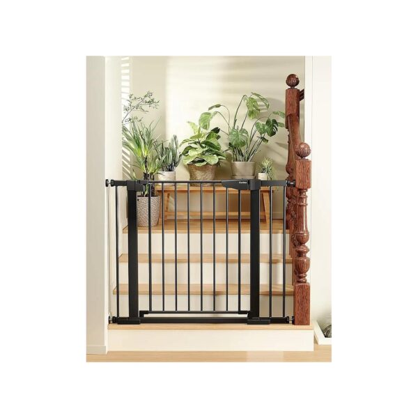 Secure and Durable Metal Baby Gate for Stairs and Doorways with 6 Inch Wide Walk-Thru Gap