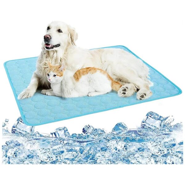 Self Regulating Ice Silk Cooling Dog Mat for Medium Dogs Summer Comfort and Rest