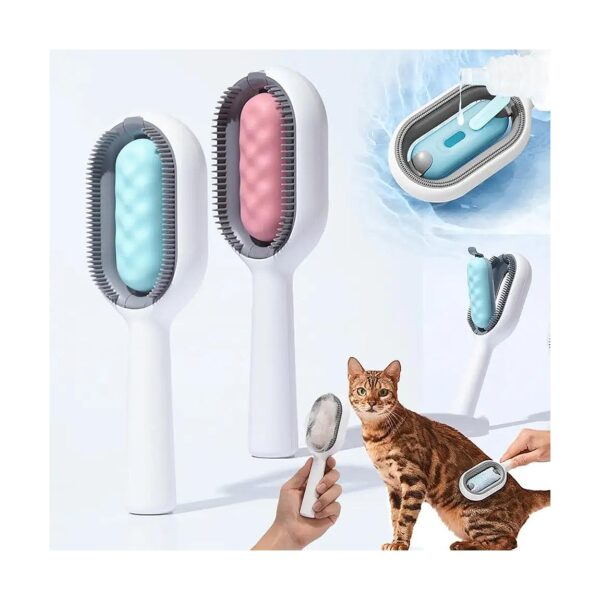 Self-Cleaning Slicker Brush for Cats and Dogs with Massage Feature and Anti-Slip Handle