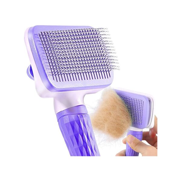 Self-Cleaning Slicker Brush for Dogs and Cats with One Button Easy Hair Removal