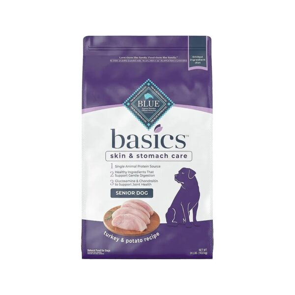 Senior Dry Dog Food with Turkey, Potato, and Peas for Skin, Stomach, and Coat Health