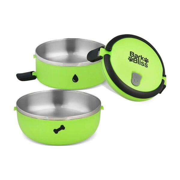 Set of 2 Interlocking Stainless Steel Dog Travel Bowls for Home or Travel