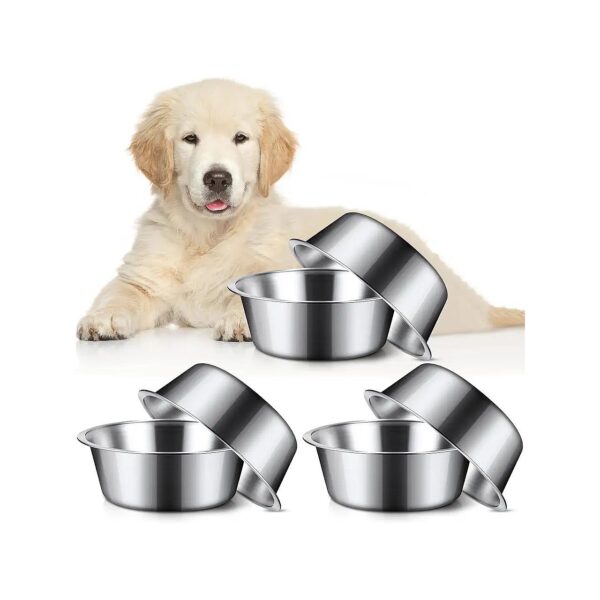 Set of Six Stainless Steel Dog Bowls for Small Medium Large Dogs