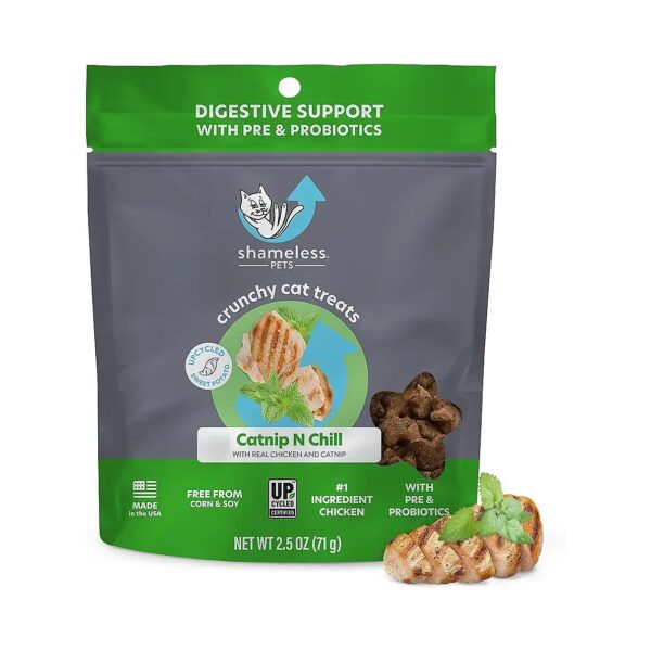 Shameless Pets Crunchy Treats with Catnip and Prebiotics for Optimal Digestive Health