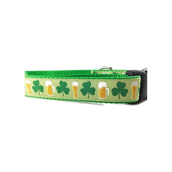 Shamrocks and Beer Patterned Dog Collar for Medium Large Dogs Only