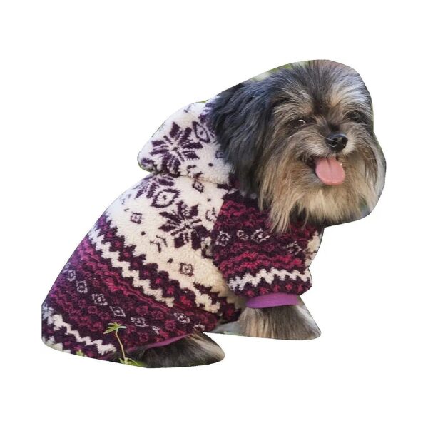 Sherpa Printed Dog Coat Small Plum Size for Small Breeds