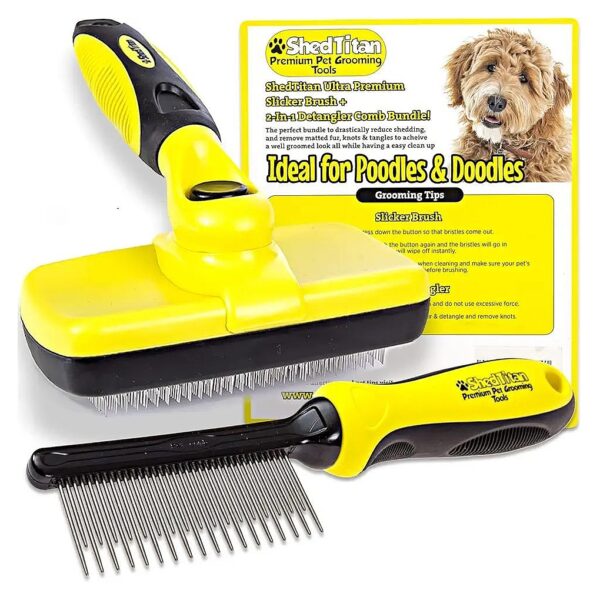 Shiny Coat and Healthy Home - Slicker Brush and Detangling Comb for Pet Grooming