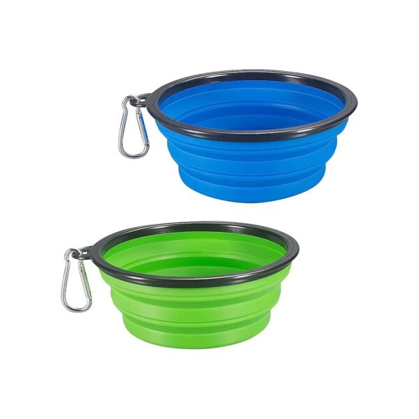 Silicone Collapsible Dog Bowls in Blue and Green for Portable Pet Feeding