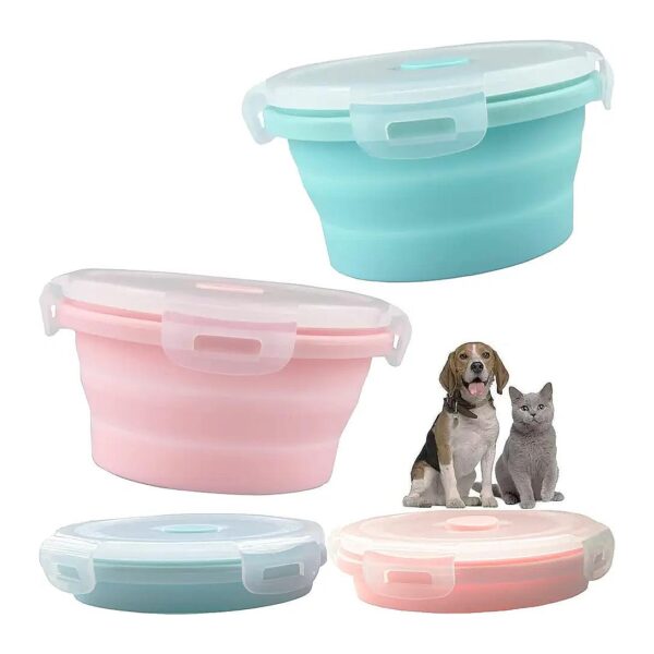 Silicone Collapsible Dog Bowls with Lids for Easy Cleaning and Storage