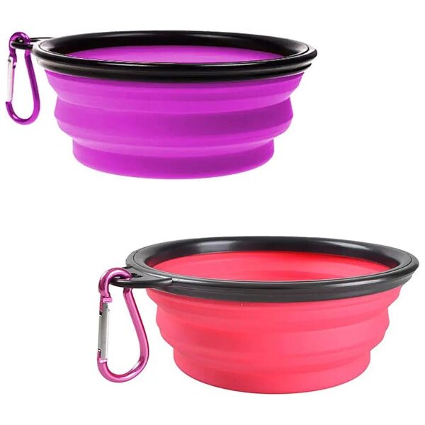 Silicone Collapsible Pet Bowls with Carabiners for Pet Owners